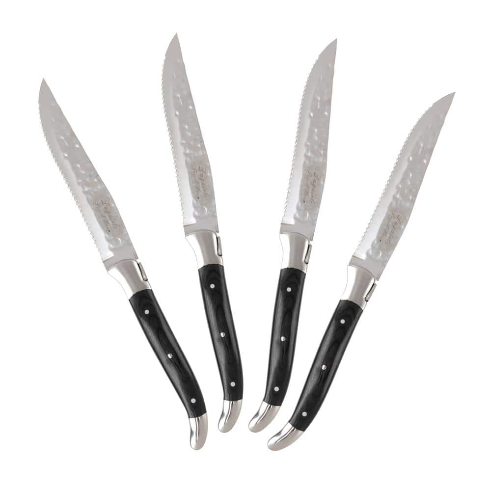 Laguiole Connoisseur 4-Piece Stainless Steel BBQ Steak Knife Set With Wood Handles - Hercitys