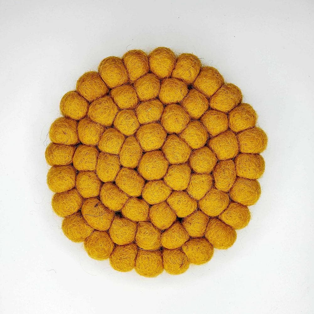 Teal Blue Felt Ball Coasters (Set of 4) - Hercitys