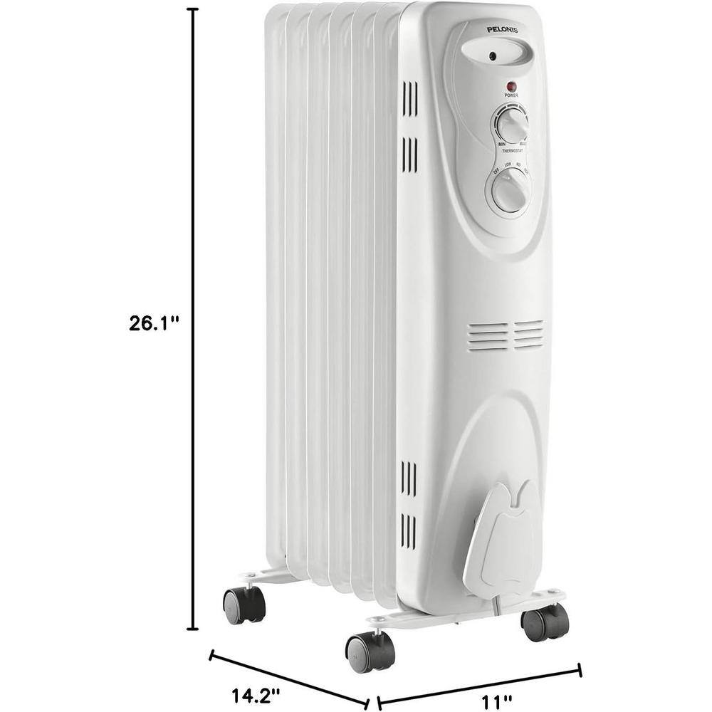 Radiant 1500-Watt White Portable Indoor Electric Oil-Filled Space Radiant Heater with Adjustable Thermostat - Hercitys