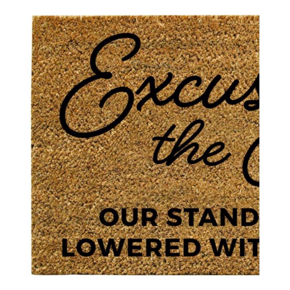 Black and Brown 16 in. x 28 in. Nature Coir Excuse the Mess Door Mat - Hercitys