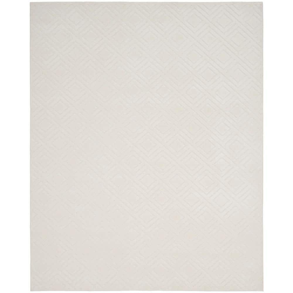 Casual Ivory 9 ft. x 12 ft. Checker Contemporary Area Rug - Hercitys
