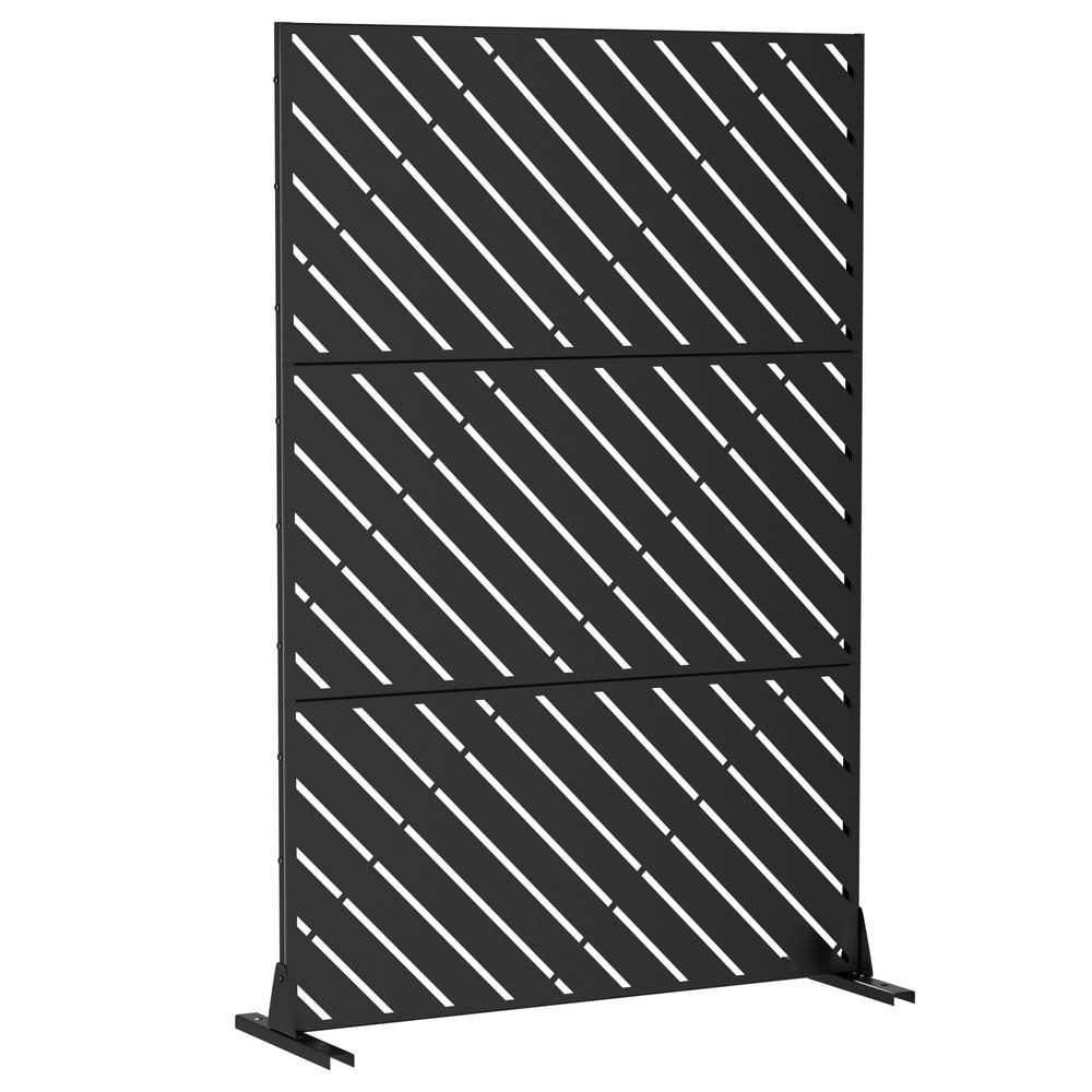 Bernard 72 in. Galvanized Steel Garden Fence Outdoor Privacy Screen Garden Screen Panels in Black - Hercitys