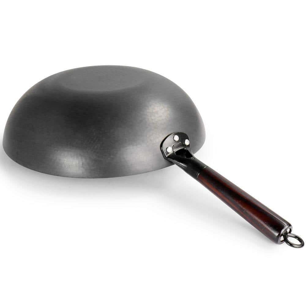 Hammered 13 in. Black Heavy Gauge Carbon Steel Wok - Hercitys
