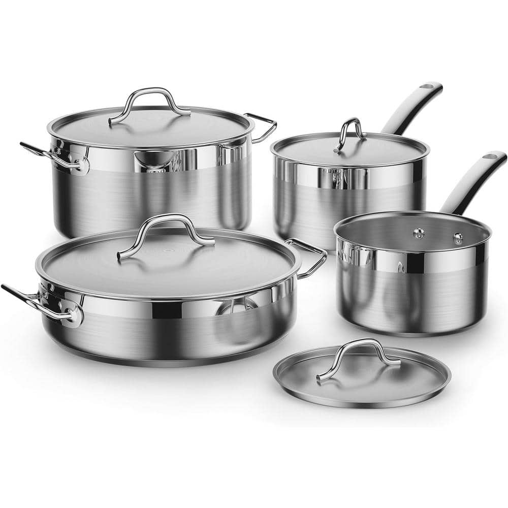 Professional Grade 8-Piece Stainless Steel Cookware Set - Hercitys