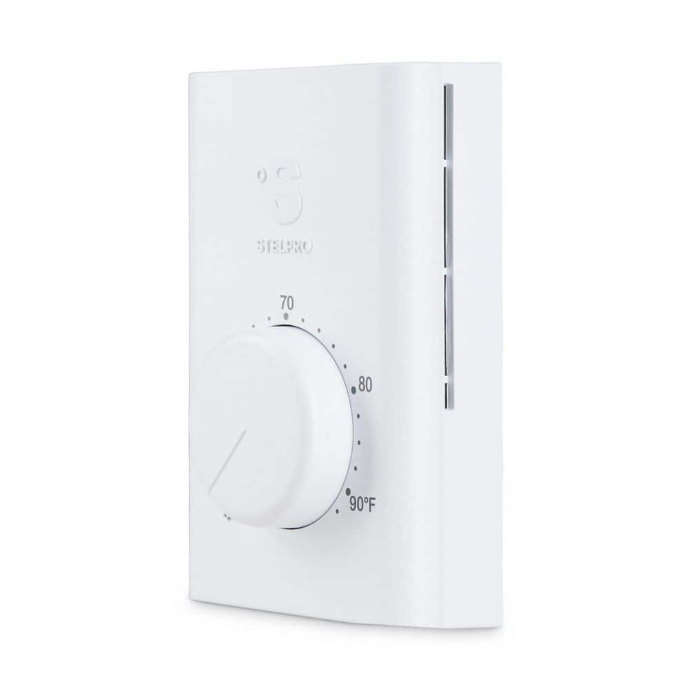 Single-Pole 22 Amp Line Voltage 120/240-Volt Mechanical Wall-Mount Non Programmable Thermostat in White - Hercitys