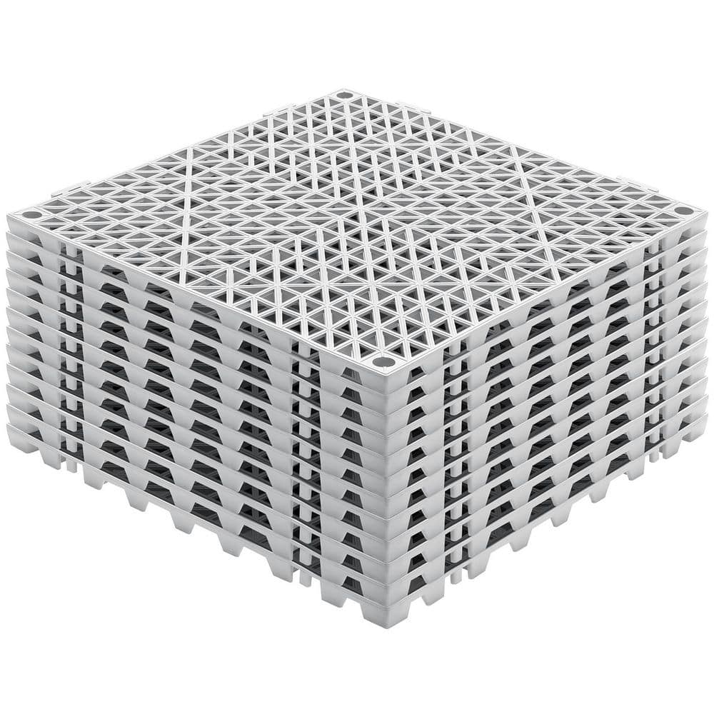 Modular Interlocking Cushion, 12Pcs, Gray, 12 in. W x 12 in. L x 0.6 in. T, Soft PVC, Gym Flooring Mat, (12 sq. ft. ) - Hercitys