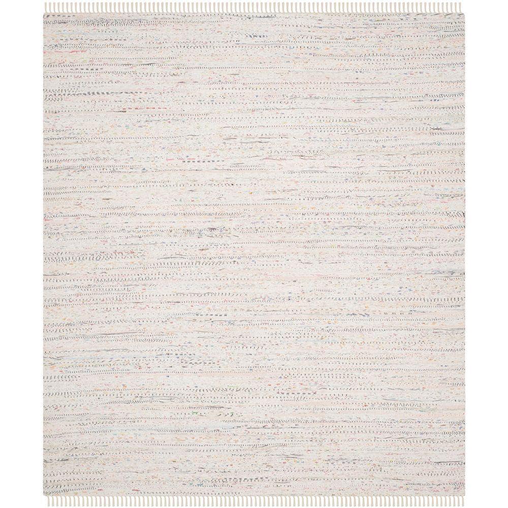 Rag Rug Ivory/Multi 9 ft. x 12 ft. Gradient Striped Area Rug - Hercitys