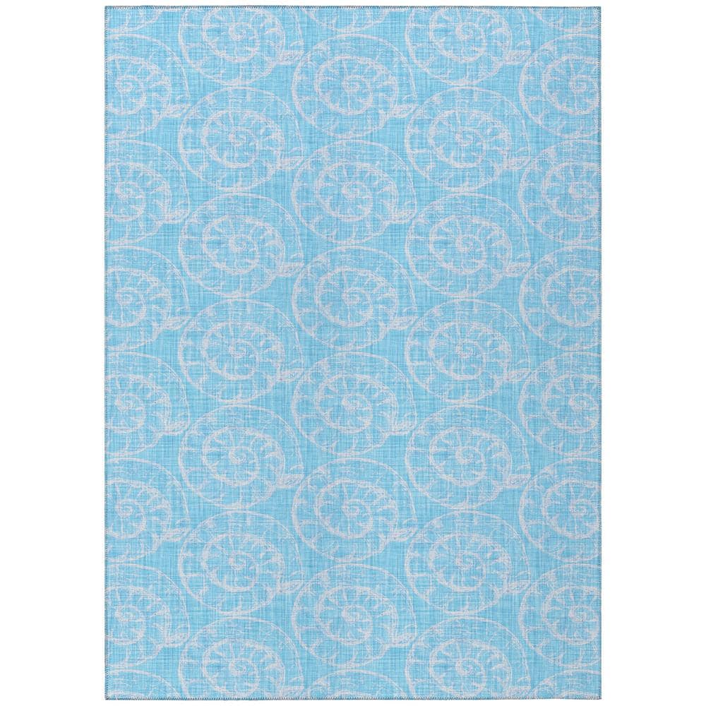 Surfside Blue 5 ft. x 7 ft. 6 in. Geometric Indoor/Outdoor Area Rug - Hercitys