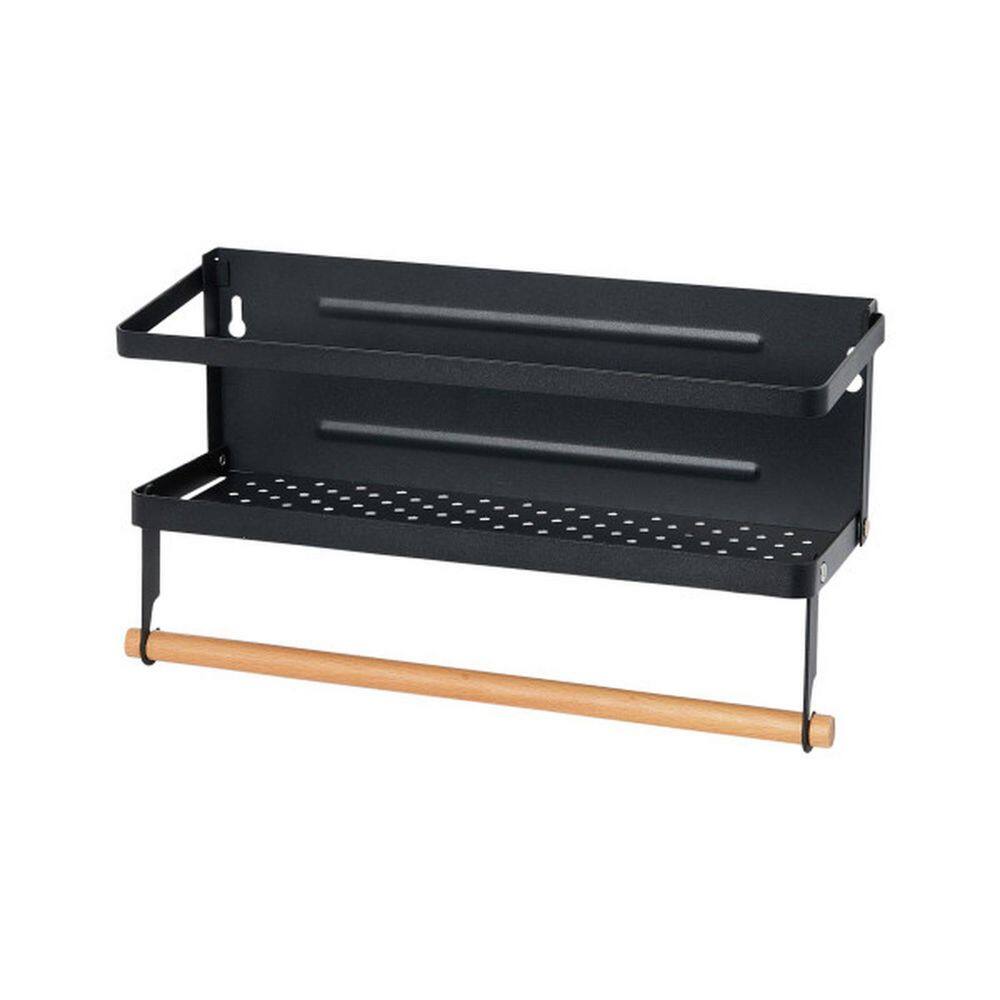 Wall/Door Mounted Black Metal Magnetic Spice Rack with Paper Towel & Napkin Holders - Hercitys