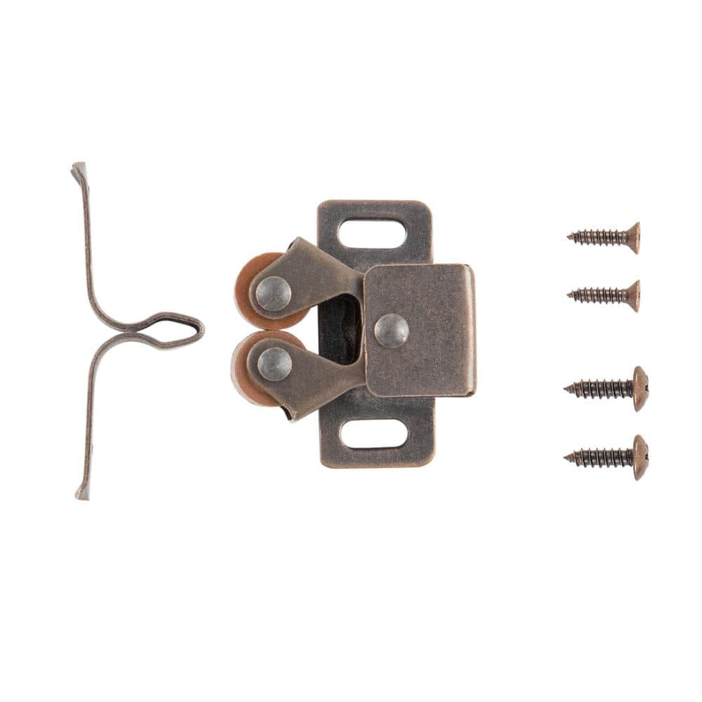 Catches 15/16 in. (24 mm) Statuary Bronze Roller Catch with Strike (25-Pack) - Hercitys