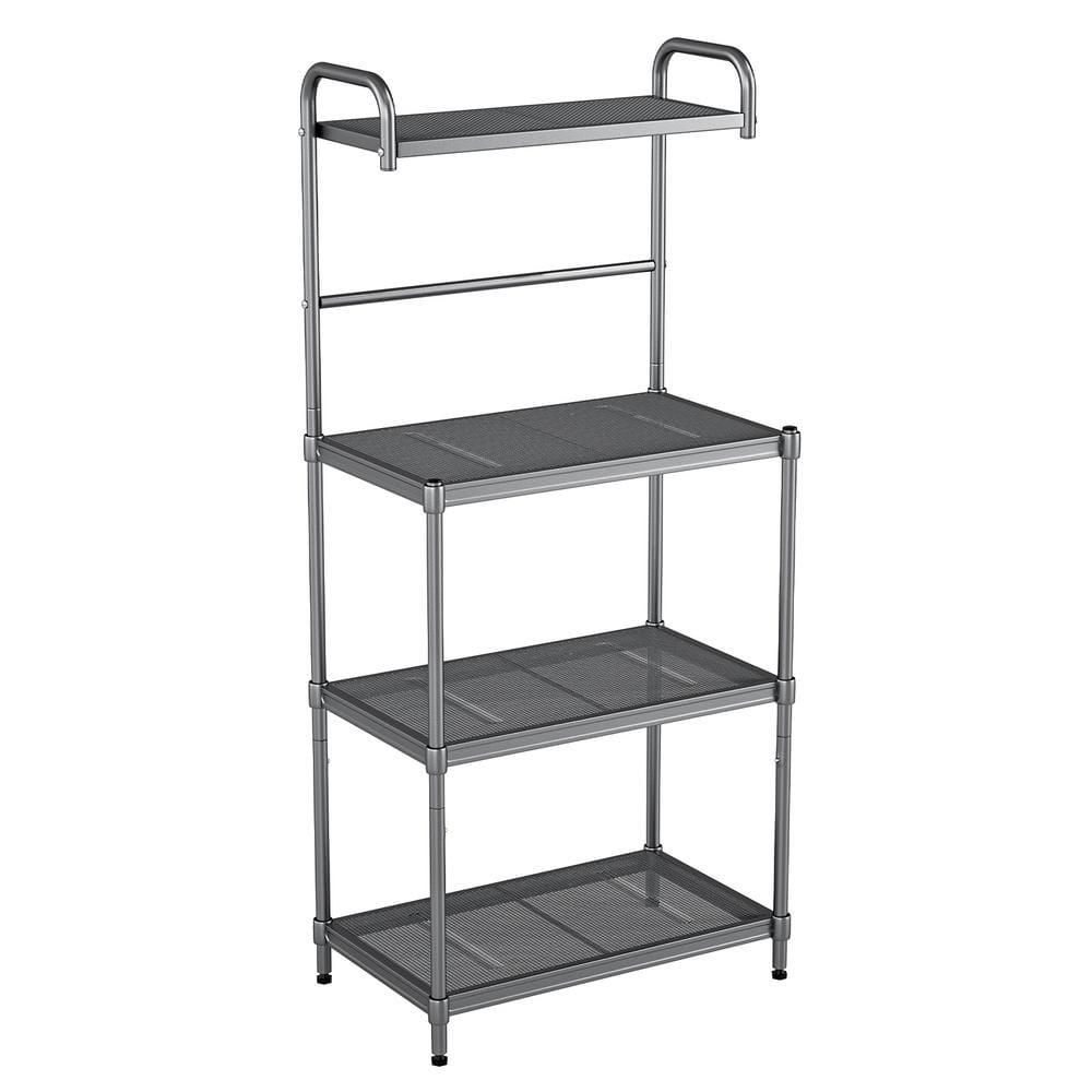 Silver Heavy Duty 4-Tier Iron Freestanding Shelving Unit 13.5″W x 23.5″D x 53.5″H 4-Shelf - Hercitys