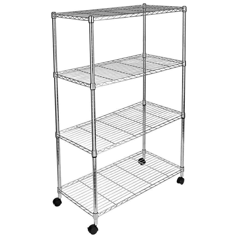 Silver 4-Tier Heavy-Duty Metal Wire Shelving Unit (35.42 in. L x 17.7 in. W x 62.5 in. H) - Hercitys