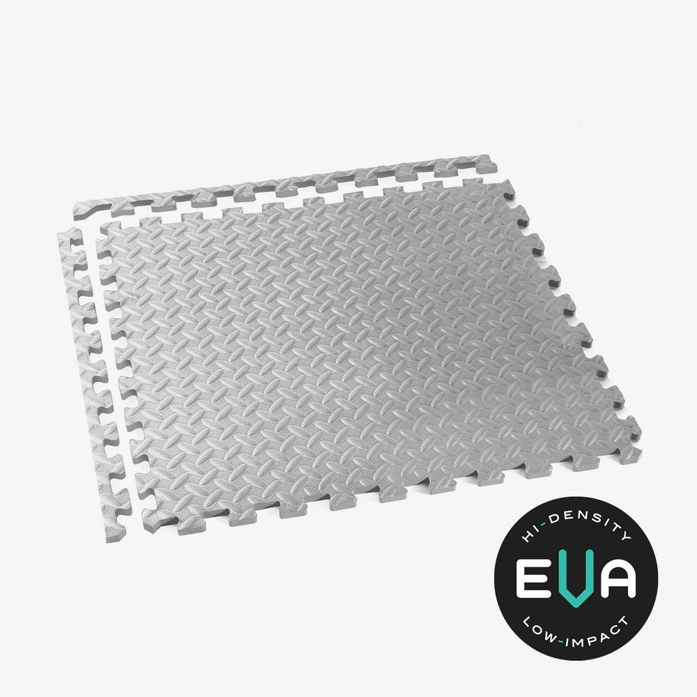 Light Gray 24 in. W x 24 in. L x 1/2 in.Thick Diamond Plate EVA Foam Exercise/Gym Tiles (6 tiles) (24 sq. ft.) - Hercitys