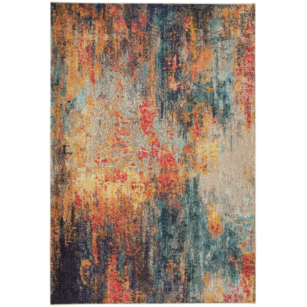 Celestial Multicolor 5 ft. x 7 ft. Abstract Bohemian Area Rug - Hercitys