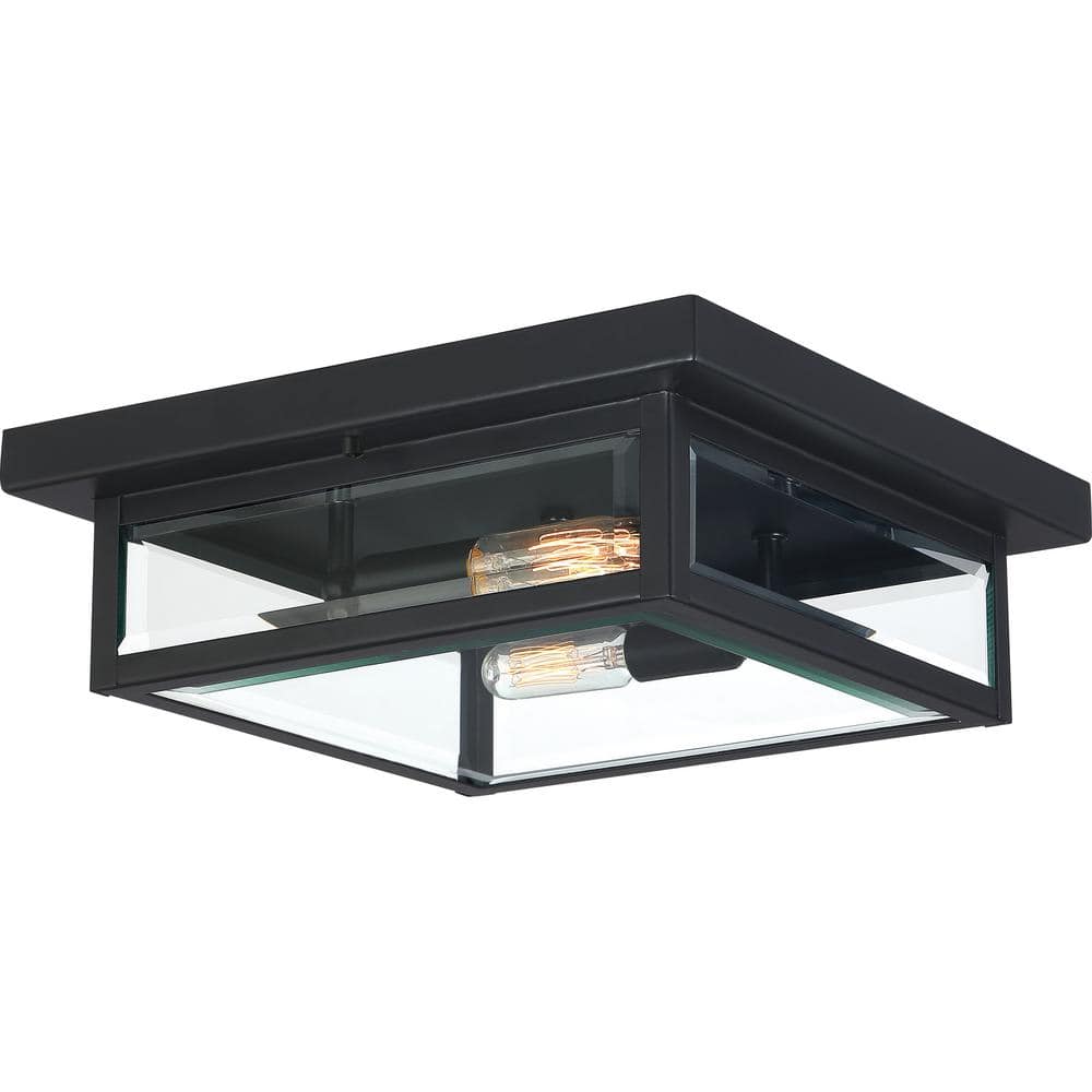 Westover 2-Light Earth Black Flush Mount with Clear Beveled Glass - Hercitys