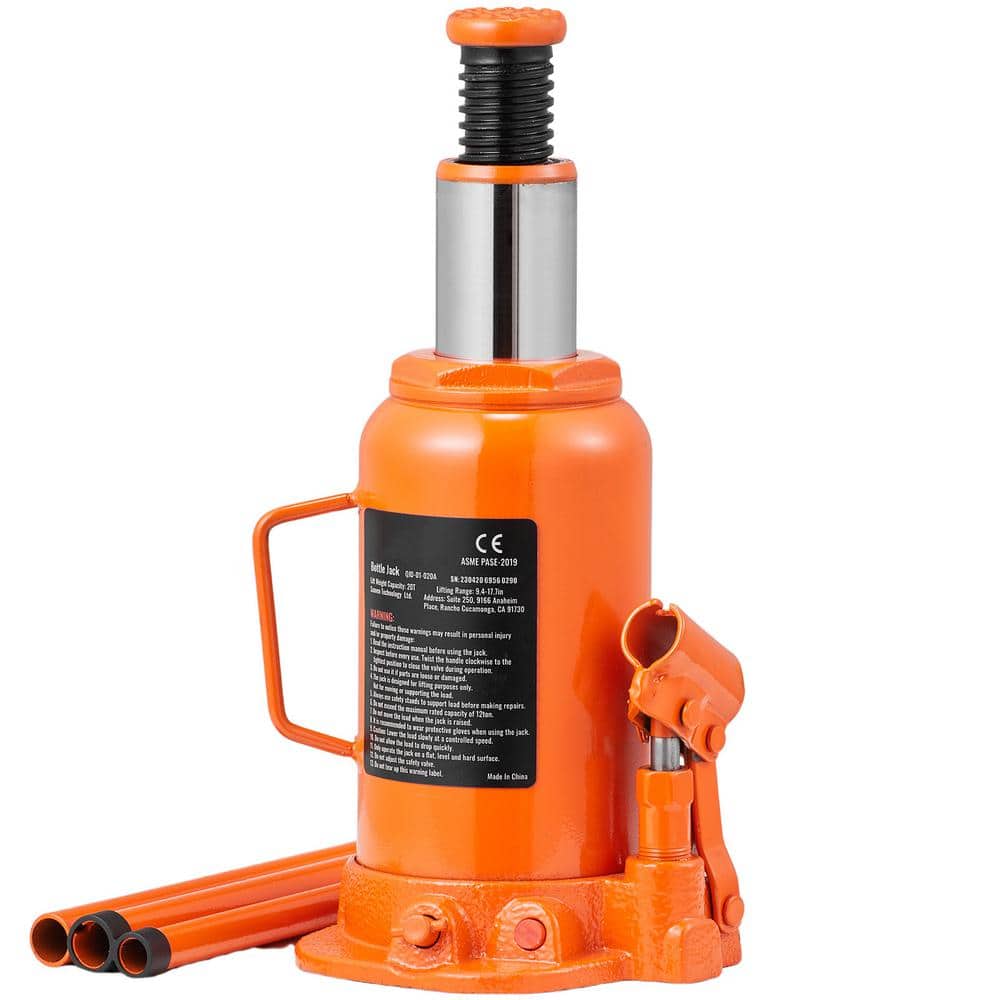 Hydraulic Bottle Jack 20 Ton All Welded Bottle Jack 9.4 in. to 17.7 in. Lifting Range with Longer Handle for Auto Repair - Hercitys