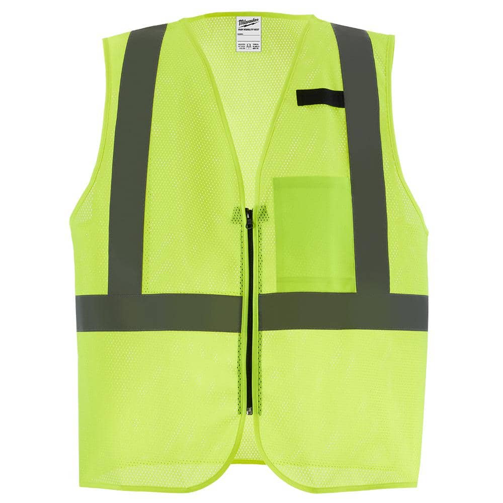 Large/X-Large Yellow Class 2 High Visibility Mesh Safety Vest with 1 Pocket - Hercitys