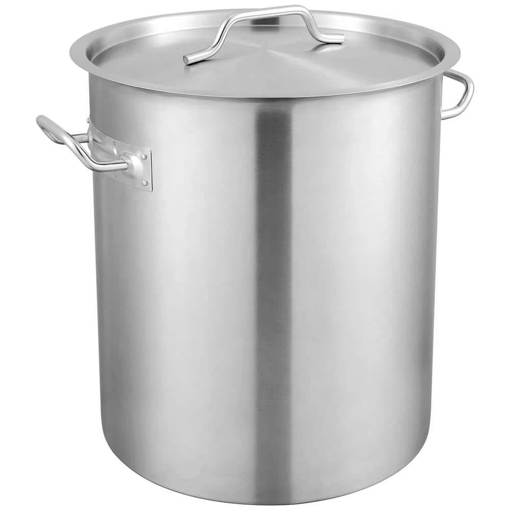 Stainless Steel Stockpot, 42 qt. Large Cooking Pots, Cookware Sauce Pot with Strainer, Lid, Handle, Commercial, Silver - Hercitys