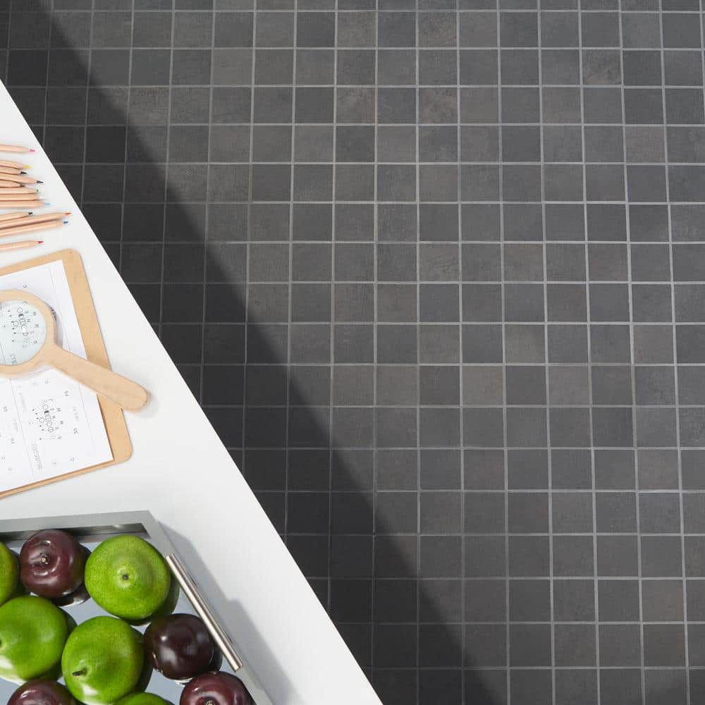 Forge Black 11.81 in. x 11.81 in. Matte Porcelain Floor and Wall Mosaic Tile (0.96 sq. ft./Each) - Hercitys