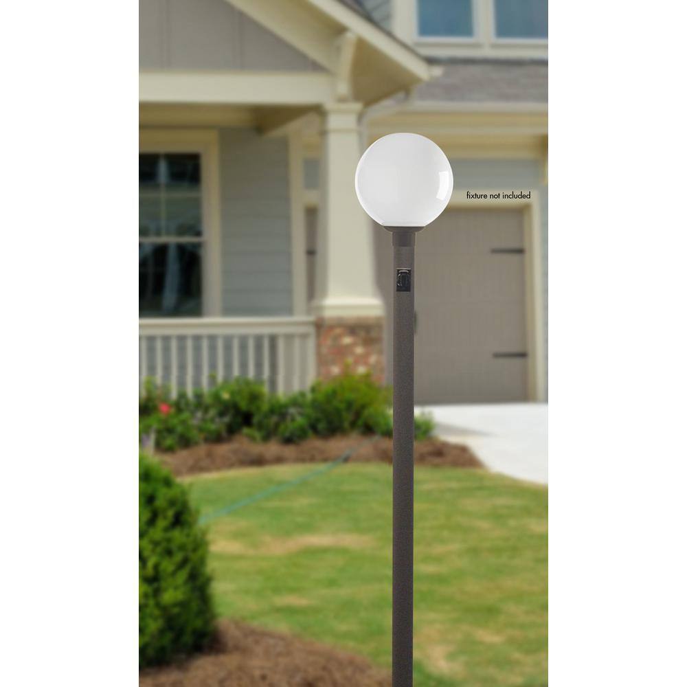 8 ft. Bronze Outdoor Direct Burial Lamp Post with Convenience Outlet and Dusk to Dawn Photo Sensor fits 3 in. Post Top - Hercitys