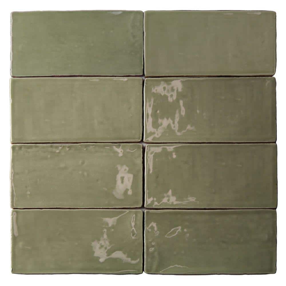 Catalina Kale 3 in. x 6 in. Polished Ceramic Subway Wall Tile (5.38 sq.ft./case) - Hercitys