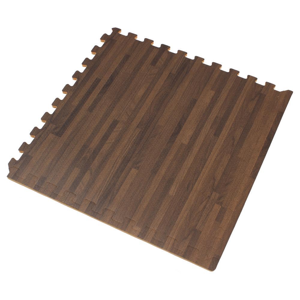 Walnut Printed Wood Grain 24 in. x 24 in. x 3/8 in. Interlocking EVA Foam Flooring Mat (24 sq. ft. / pack) - Hercitys