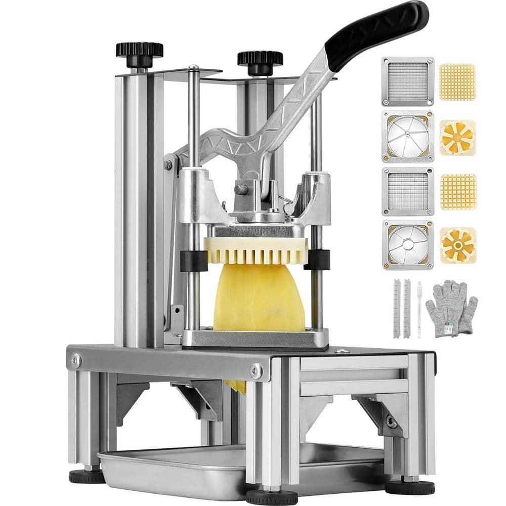 Commercial French Fry Cutter with 4 Replacement Blades, 1/4 in. & 3/8 in. Easy Dicer Chopper, 6-Wedge Slicer & Cutter - Hercitys