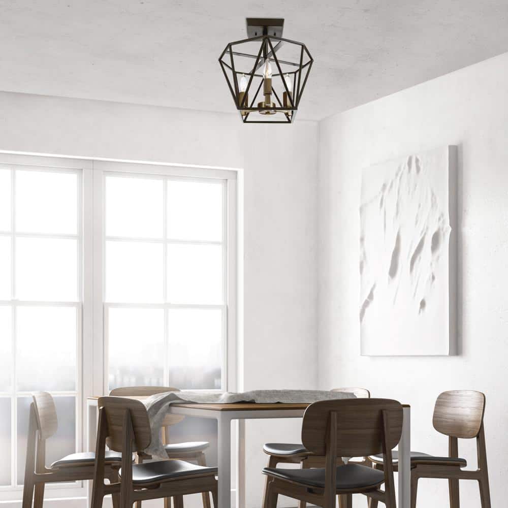 Sansa 3-Light Dark Bronze Semi-Flush Mount - Hercitys