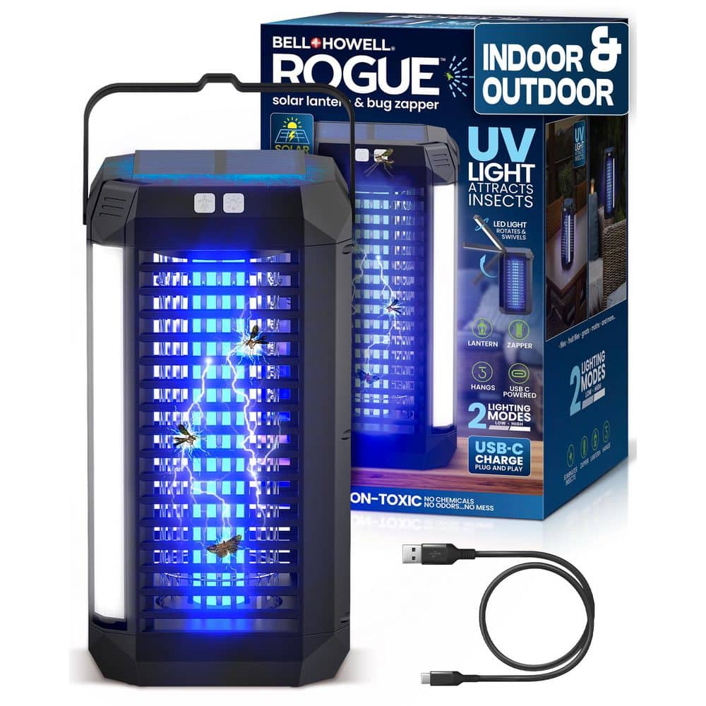 Rogue Rechargeable Solar Outdoor and Indoor LED UV Light Lantern and Insect Repellent Zapper - Hercitys