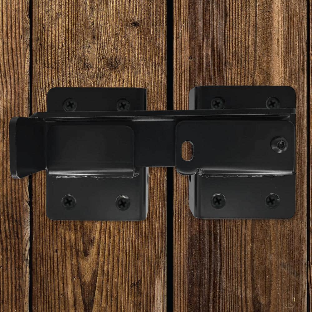 8.9 in. L Black Galvanized Steel Ultra-Strength Gate Flip Latch with Durable Security Solution for Gates and Fences - Hercitys