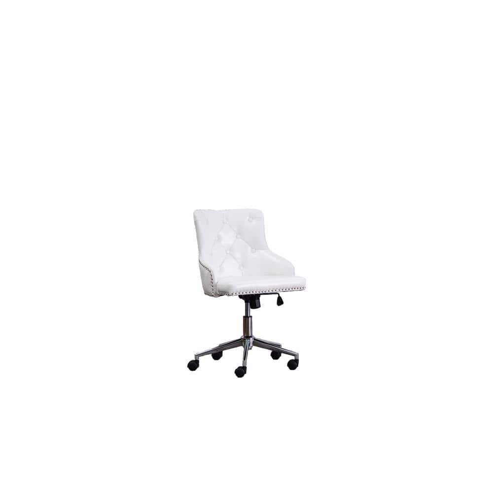 Olivia White Faux Leather Adjustable Office Chair - Hercitys