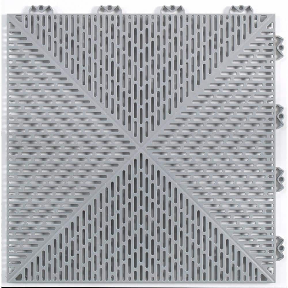 Unique 14.9 in. x 14.9 in. Gray Polypropylene Garage Floor Tile (21.6 sq. ft. / case) - Hercitys