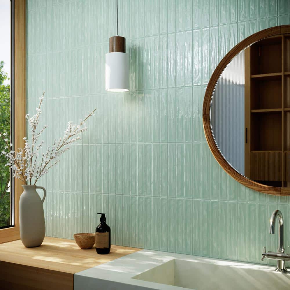 Nova Fern Green 1.97 in. x 11.81 in. Polished Ceramic Subway Wall Tile (5.38 sq. ft./Case) - Hercitys