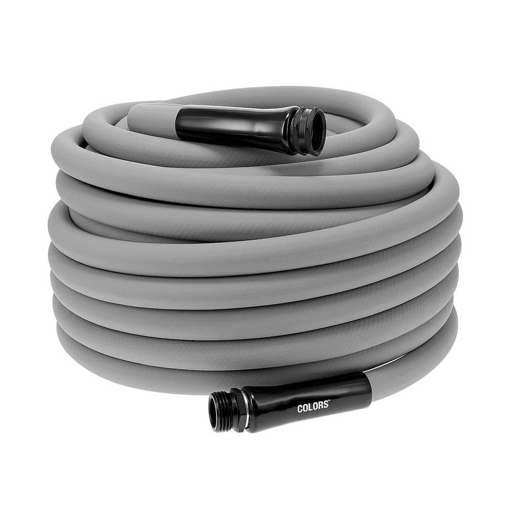 Colors Series 5/8 in. x 75 ft. 3/4 in. 11-1/2 GHT Fittings Garden Hose with Standard Grip in Slate Gray - Hercitys