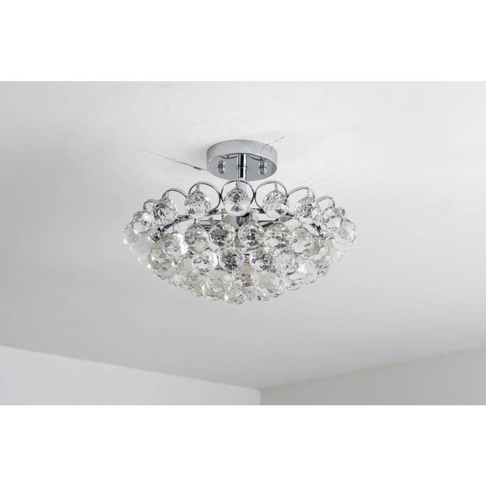 Sonoma 15.4 in. 4-Light Chrome Semi-Flush Mount Ceiling Light With Crystal Accents - Hercitys