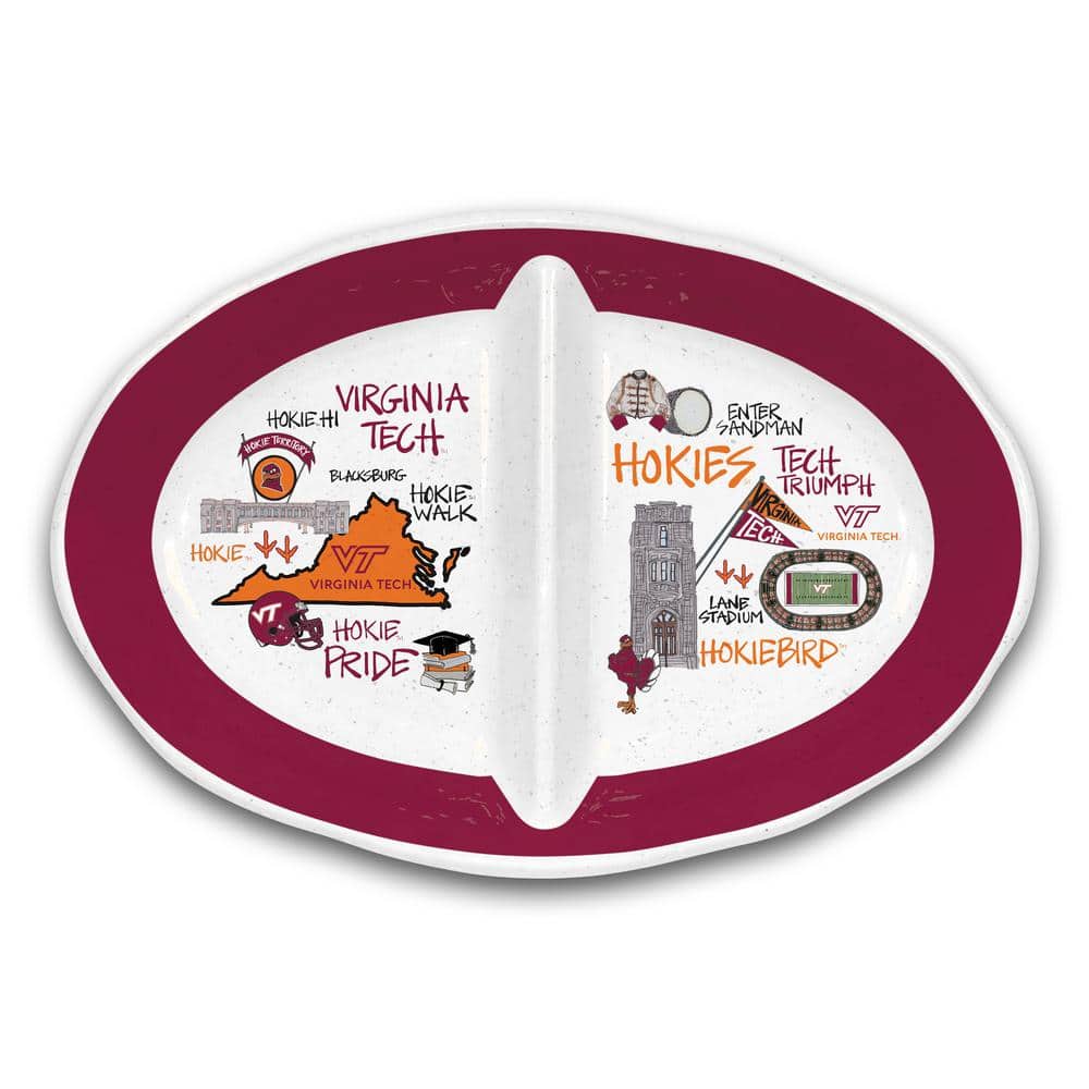 Virginia Tech 16.5 in. Assorted Colors 2 Section Melamine Serving Platter - Hercitys