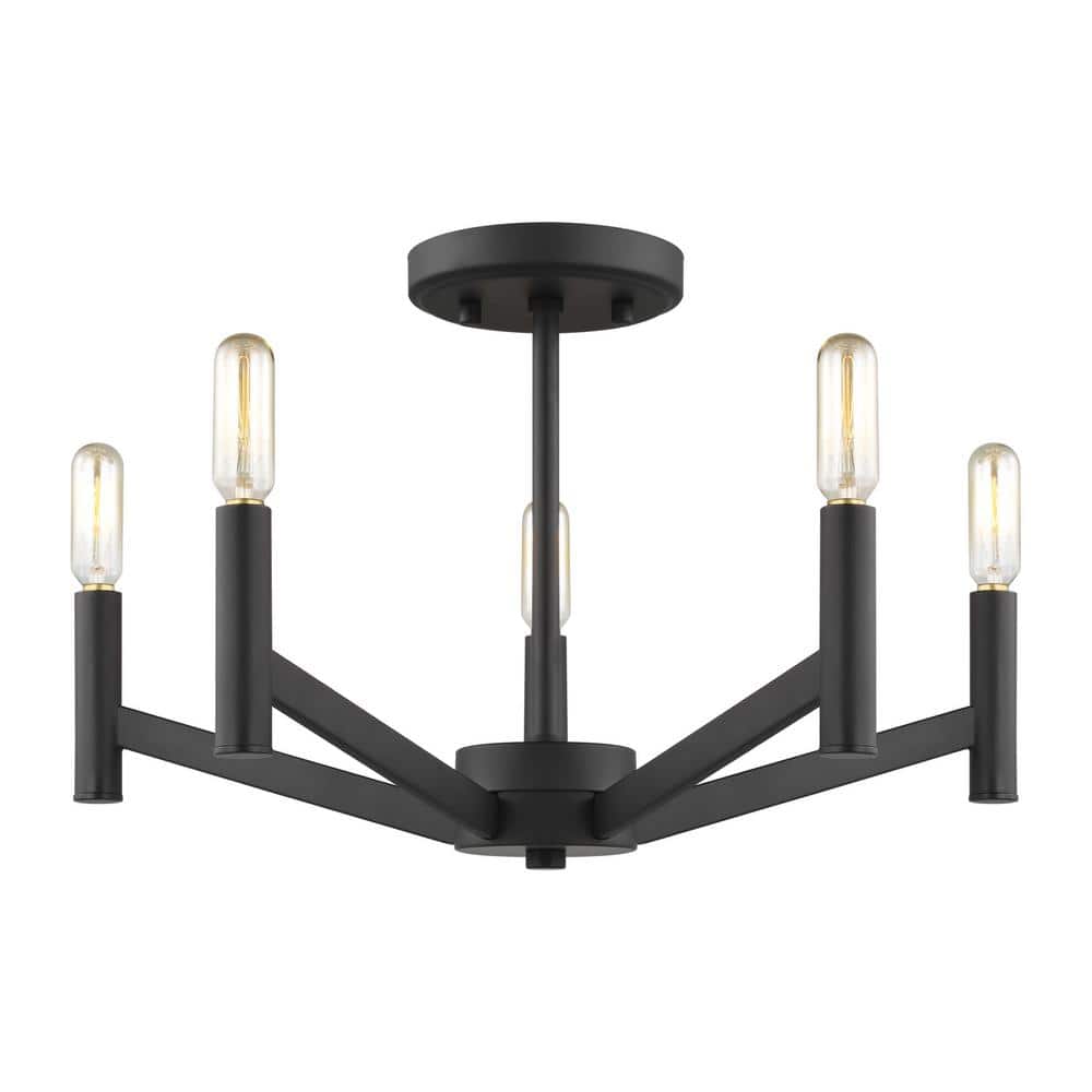 Vector 18 in. 5-Light Midnight Black Semi-Flush Mount - Hercitys
