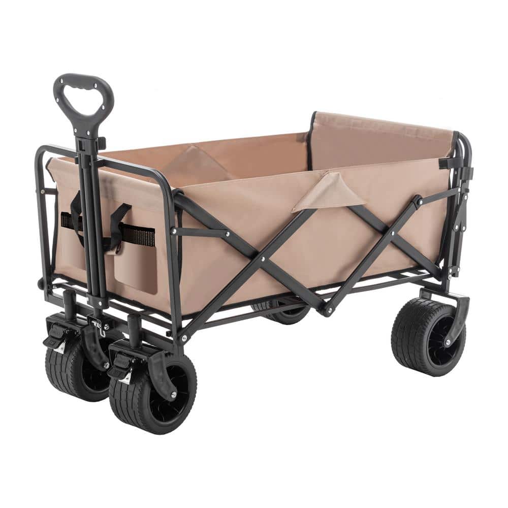 7 cu. ft. (36 in. x 21 in. x 20 in.), Metal Oversized Outdoor Folding Garden Cart, Expandable Side Pockets - Hercitys