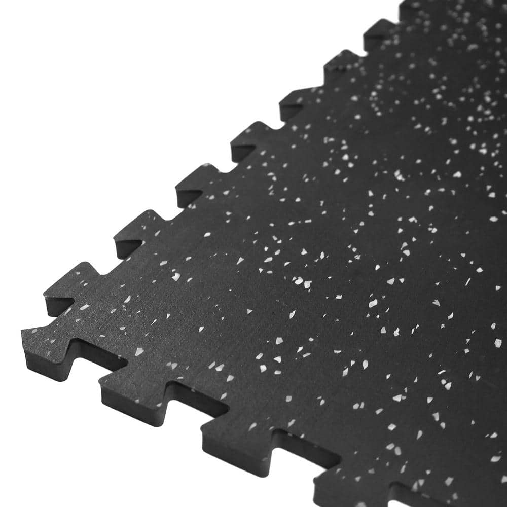 White and Black 24 in. x 24 in. x 0.55 in. Thick Rubber Exercise\Gym Flooring Tiles (24 sq. ft.) - Hercitys