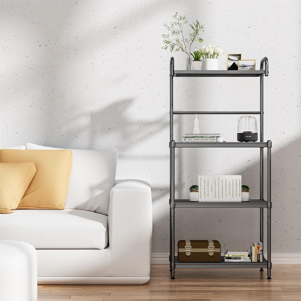 Silver Heavy Duty 4-Tier Iron Freestanding Shelving Unit 13.5″W x 23.5″D x 53.5″H 4-Shelf - Hercitys