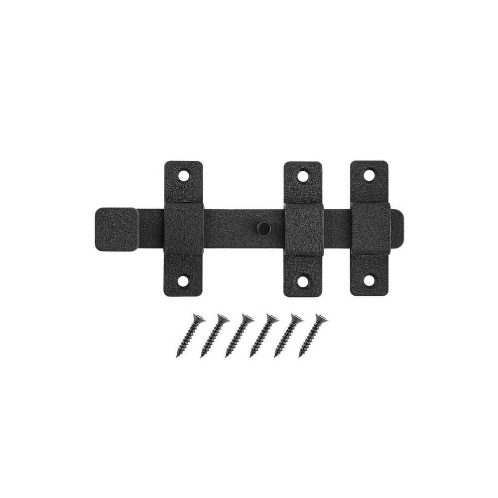 8 in. Black Heavy-Duty Slide Bolt with Rust Defender - Hercitys