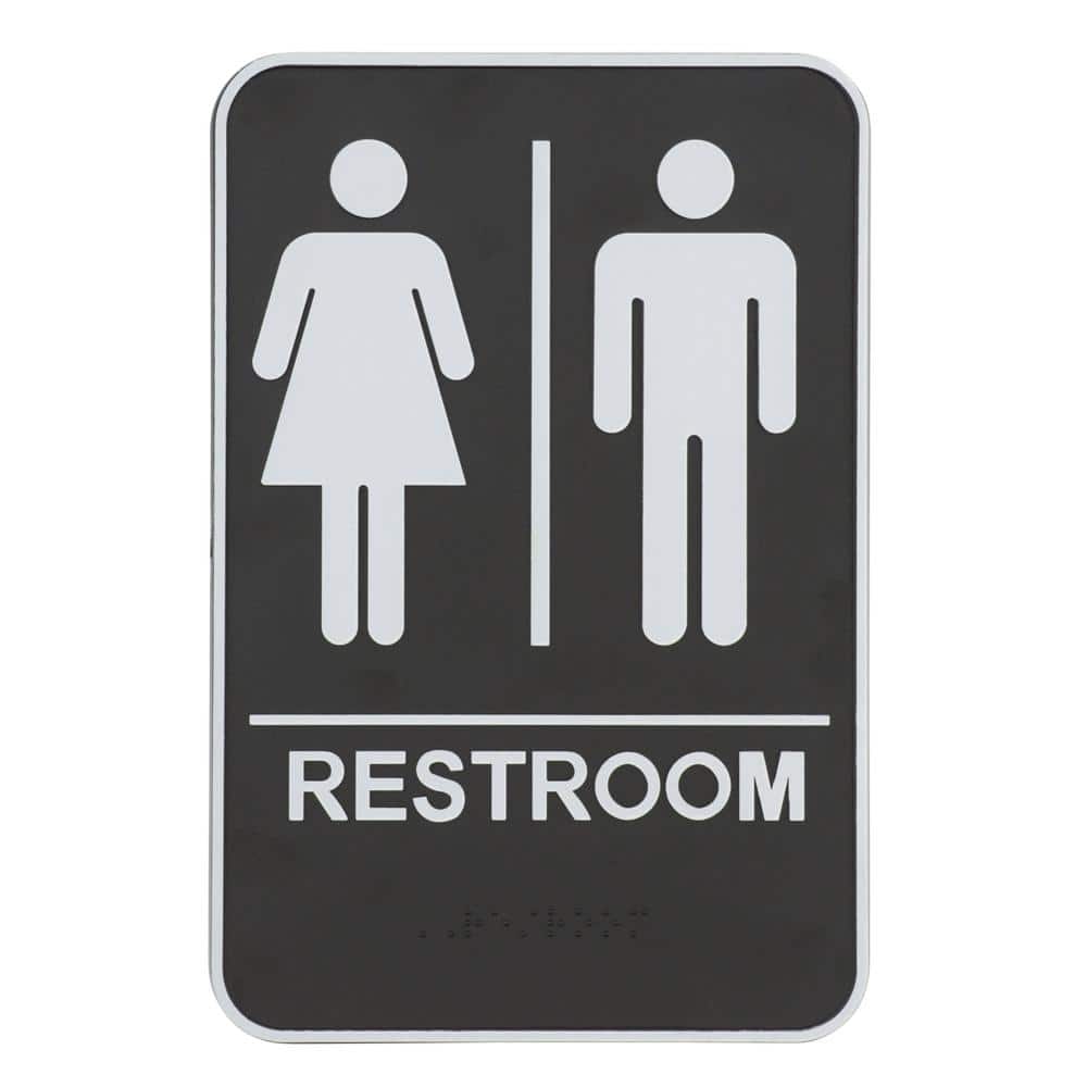 9 in. x 6.5 in. Acrylic Unisex Restroom and Pictogram Braille Sign - Hercitys