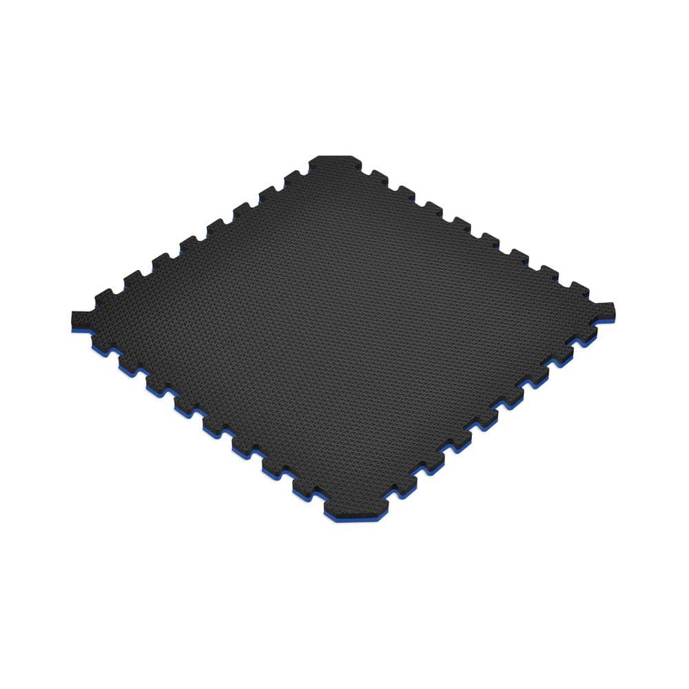 Black/Blue 24 in. x 24 in. x 0.79 in. Foam Interlocking Reversible Floor Mat (4-Pack) - Hercitys