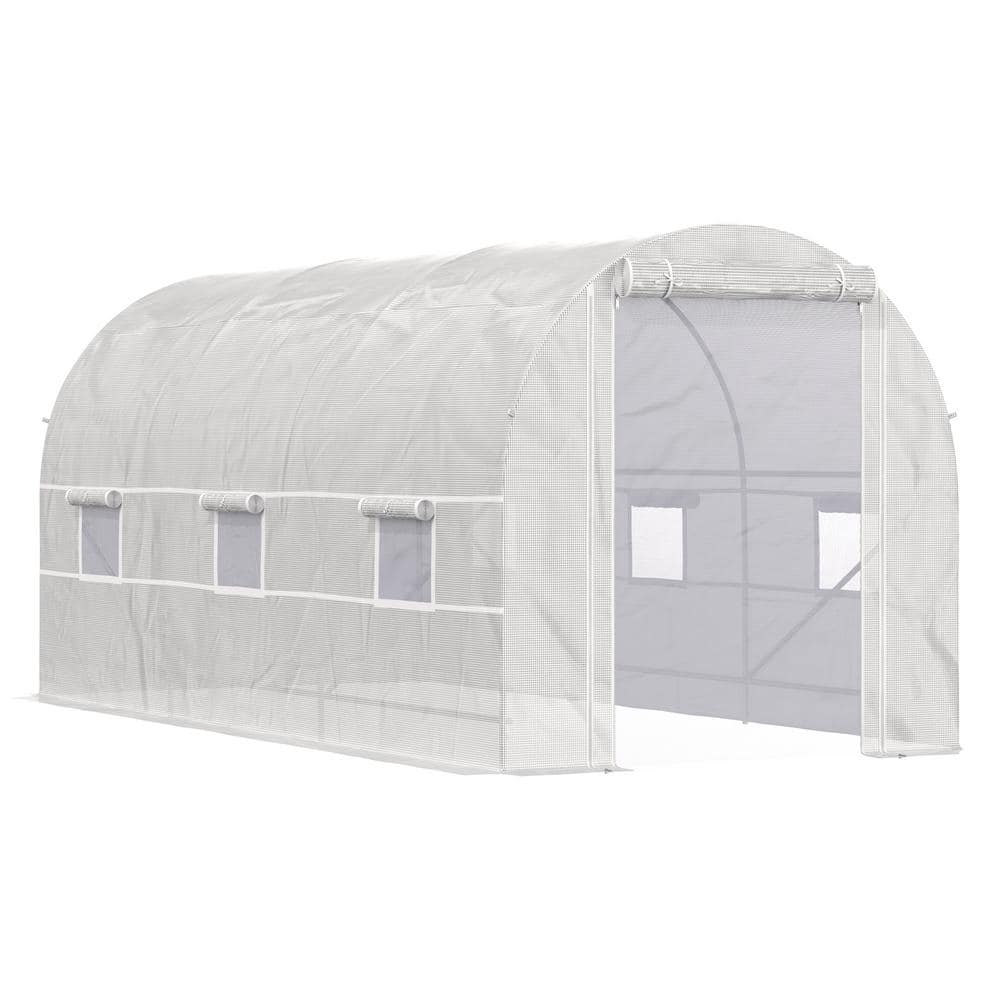 Outdoor 14.8 ft. x 6.6 ft.x 6.6 ft. PE White Greenhouse - Hercitys
