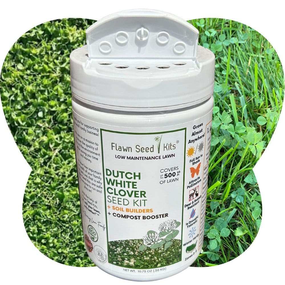 Dutch White Clover Flower Lawn Seed Kit, Easy Spread Shaker, Low Maintenance, Alt Ground Cover, Covers up to 500 sq. ft. - Hercitys