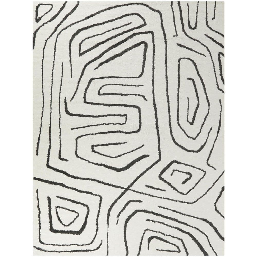 Pollock Cream 5 ft. 3 in. x 7 ft. Abstract Area Rug - Hercitys