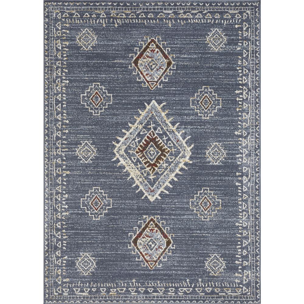 Alsbrooke Temarnie Blue 5 ft. 3 in. x 7 ft. 3 in. Oriental Polypropylene Area Rug - Hercitys