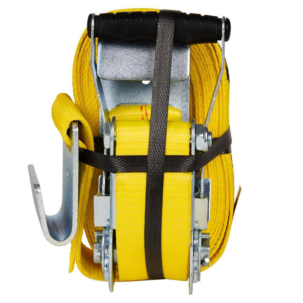 Flat Hook Ratchet Tie-Down Strap 27 ft. x 2 in. 3,333 lbs. - Hercitys