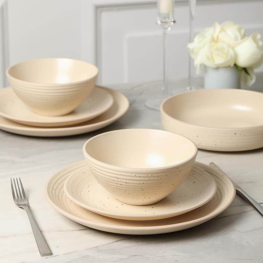 Lauren 16-Piece Beige Stoneware Full Set (Service for 4) - Hercitys
