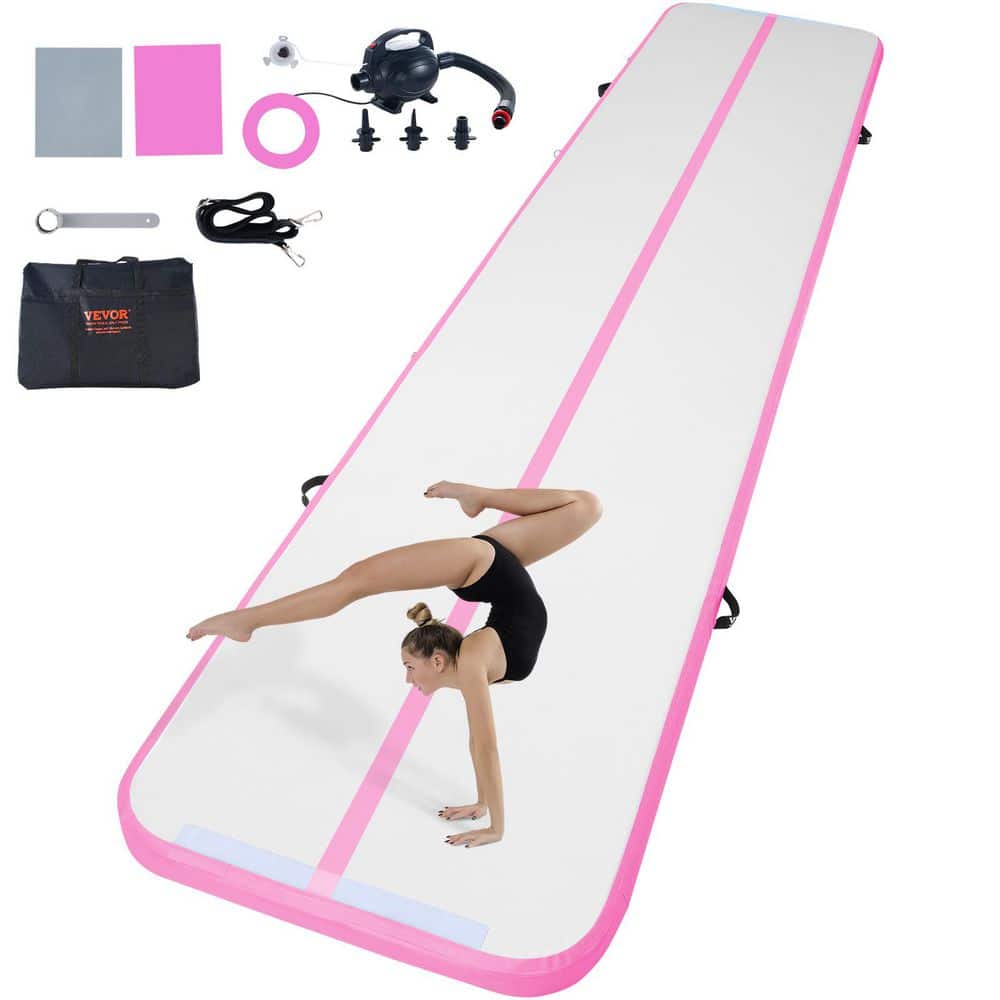 Air Mat 196.1 in. L x 39.8 in. W 4 in. Thickness 53.92 sq. ft. Inflatable Gymnastics Tumbling Mat,Pink - Hercitys